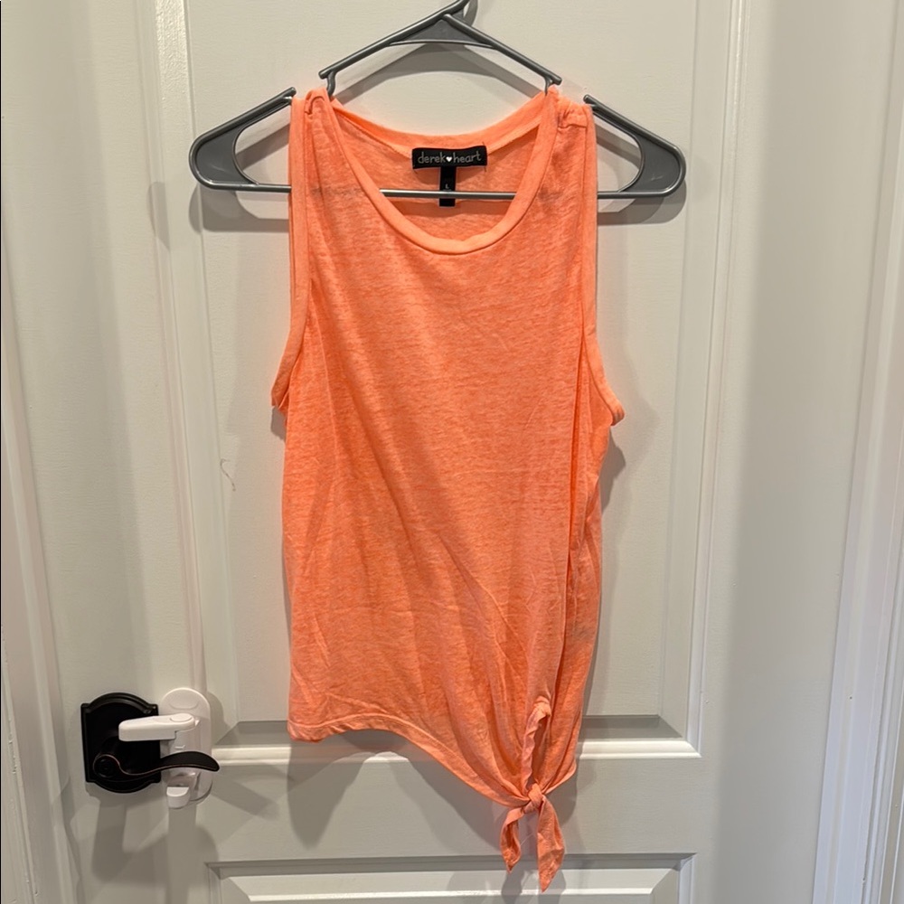 Derek Heart Orange Tie Front Sleeveless Tank